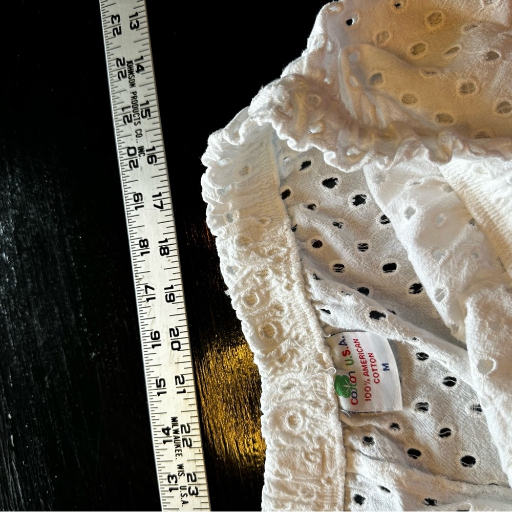 White Eyelet Medium Vacation Oversized Swim Cover Up Big Pants Wide Leg - Picture 6 of 10